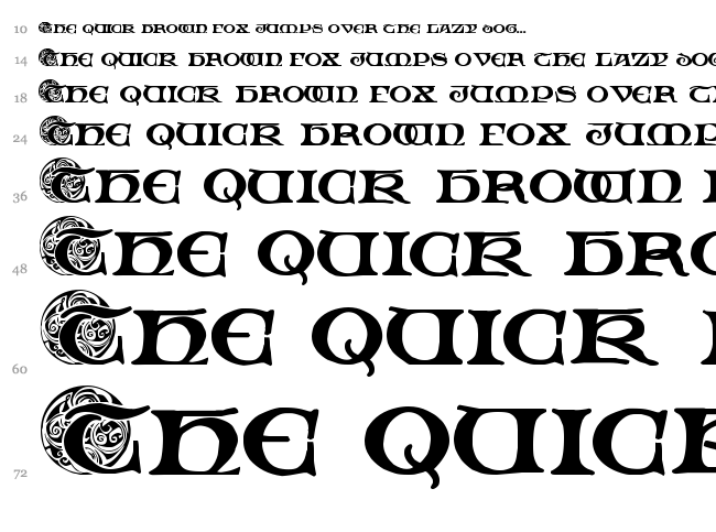 Spiral Initials font waterfall