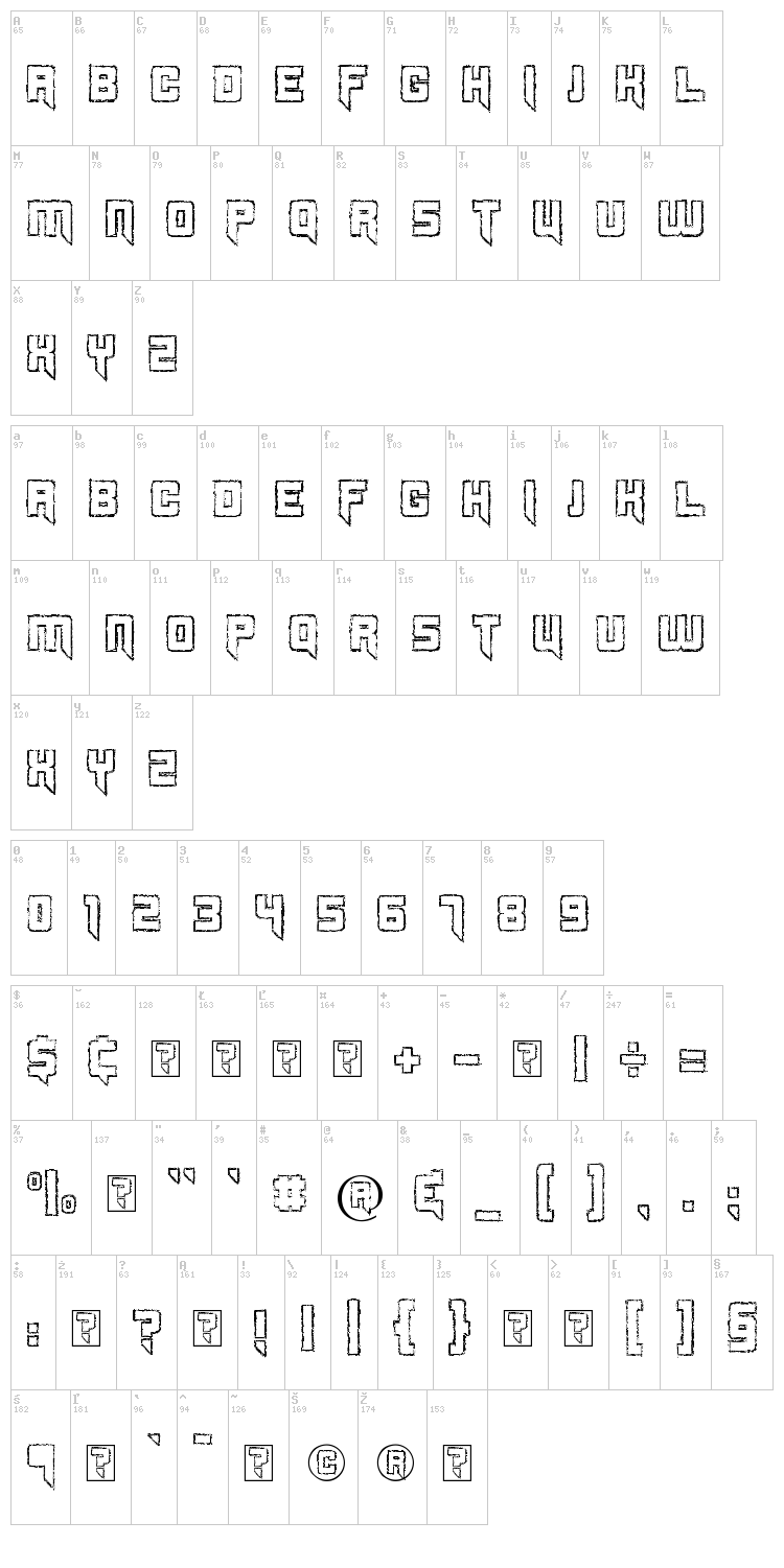 Splincide font map