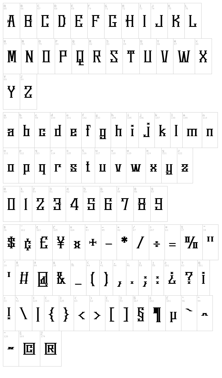 Springmarch font map