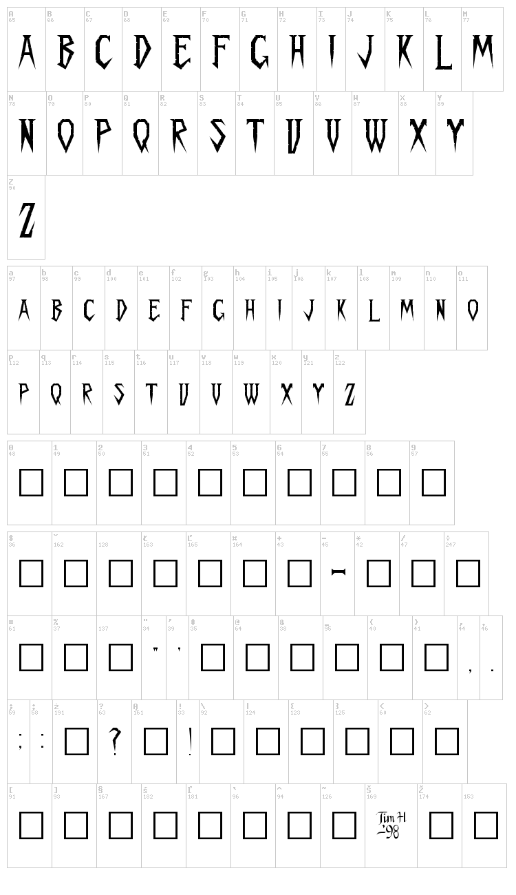 Spykker font map