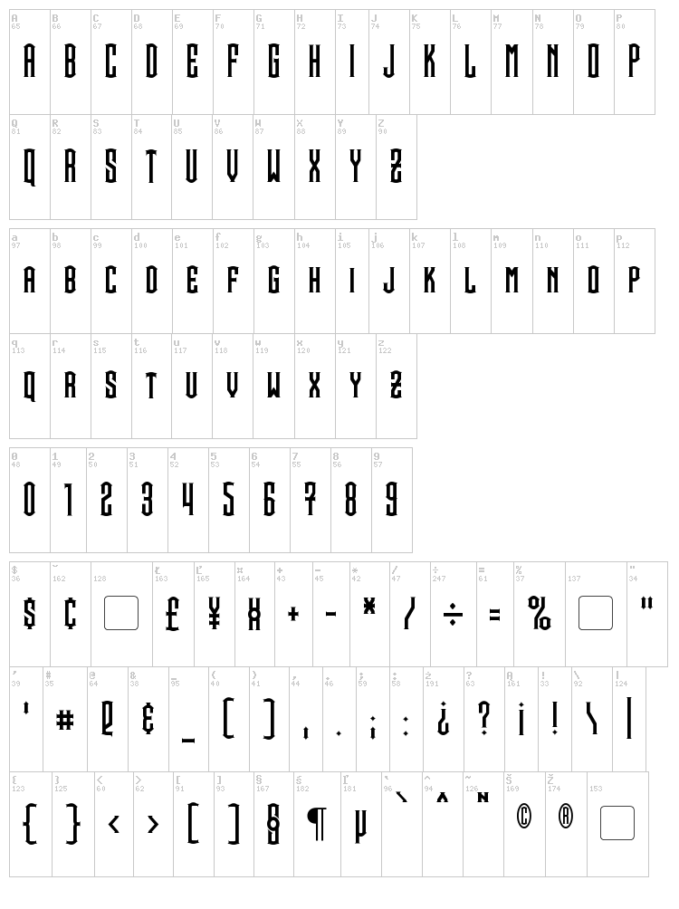 Steamwreck font map