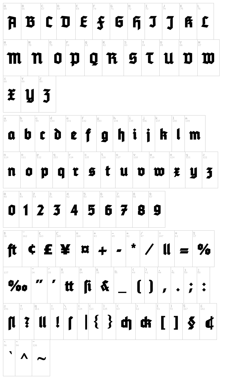 Tannenberg Fett font map