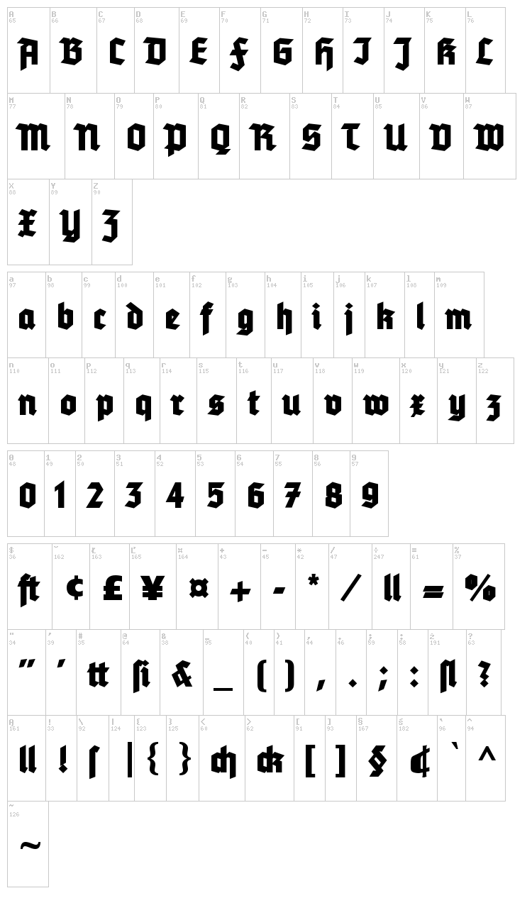 Tannenberg Fett font map