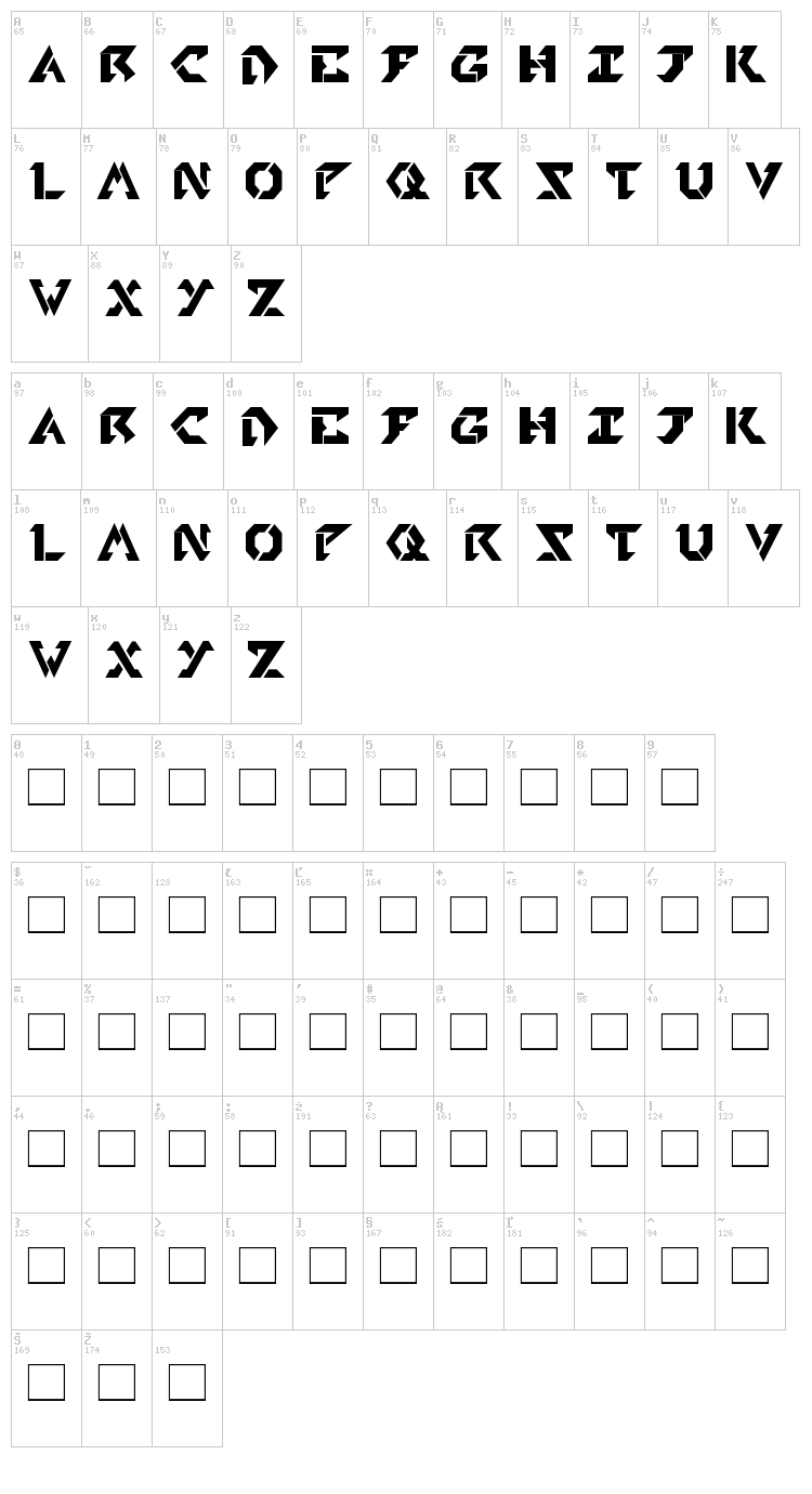 Tekhead PD font map