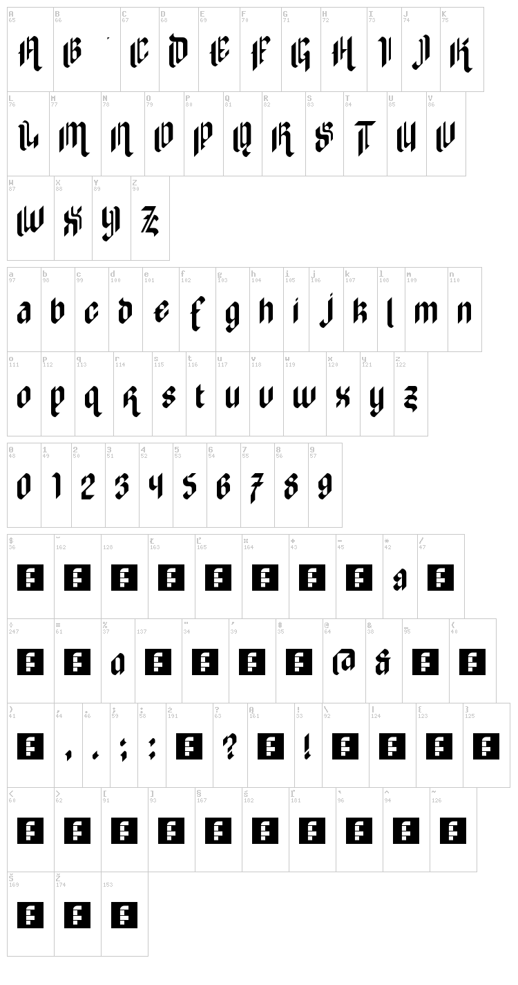 Zilverstone Eye font map