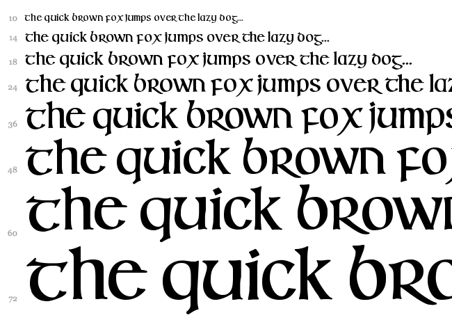 Irish Uncialfabeta font waterfall