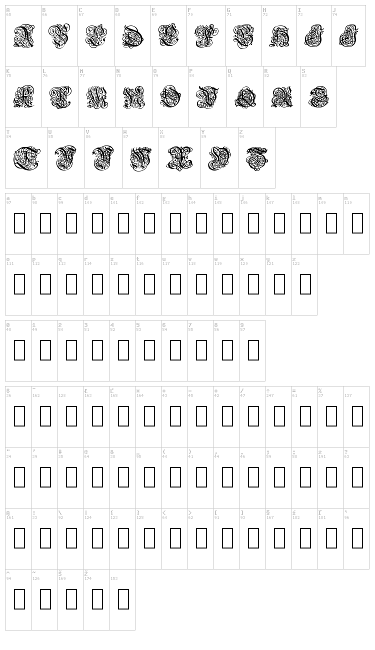Barock font map