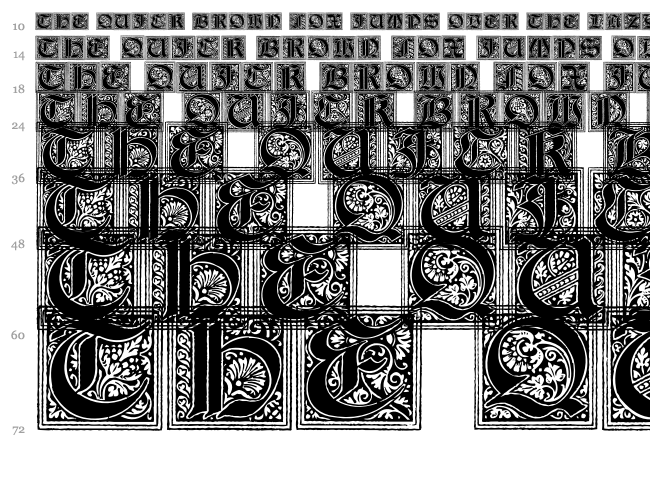 Camelot Initials font waterfall