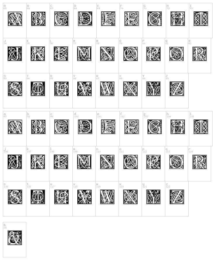 Celtic Eels font map