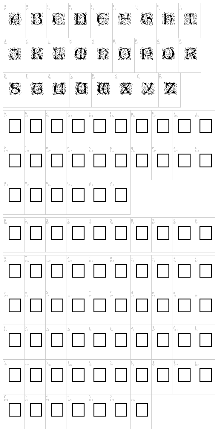 Eileen Caps font map