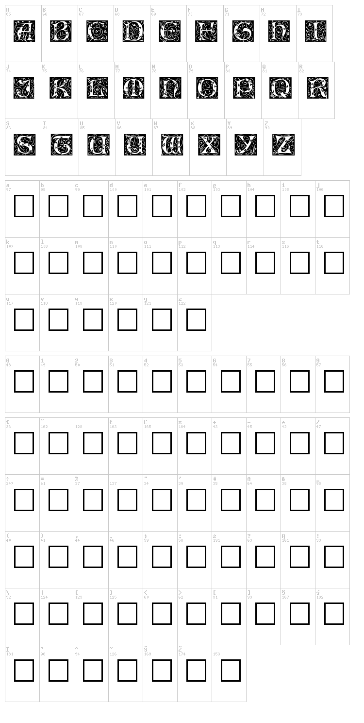 Eileen Caps font map