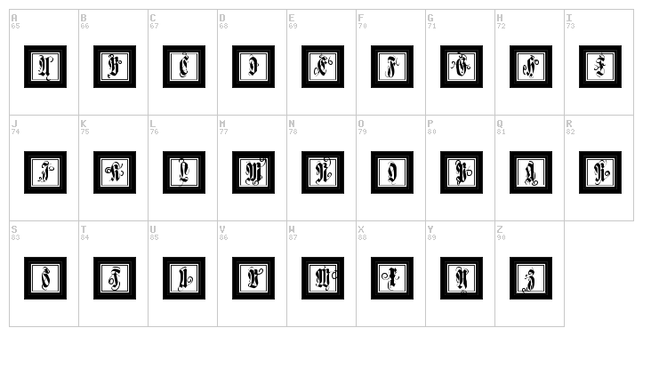 FramedFraxCaps font map