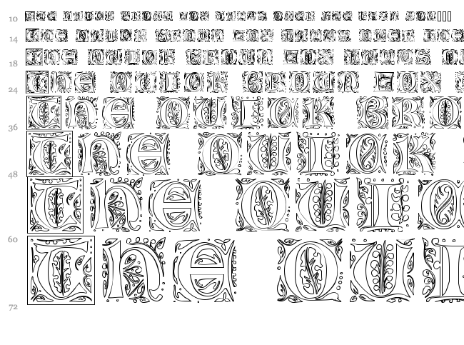 Gothic Illuminate font waterfall