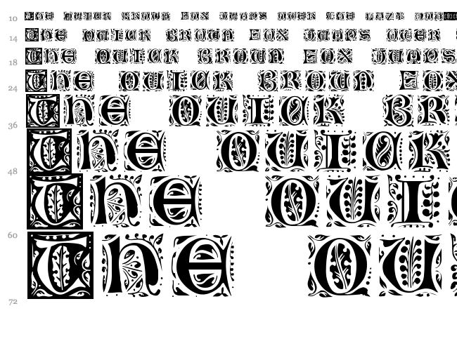 Gothic Leaf font waterfall