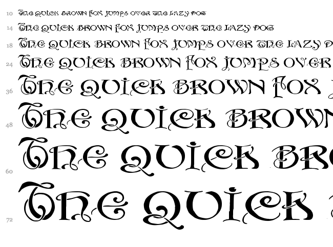 Initials With Curls font waterfall