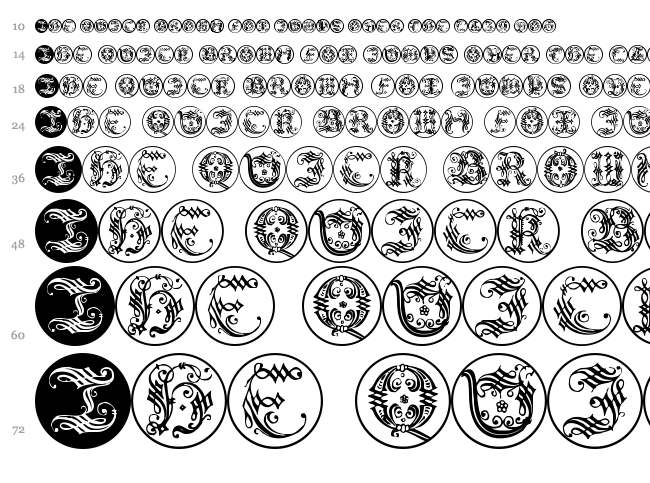 Ornamental Initial font waterfall