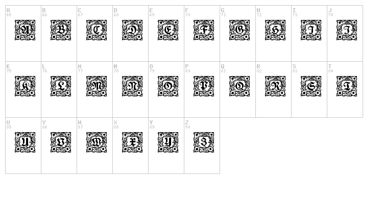 Schmuck-Initialen font map