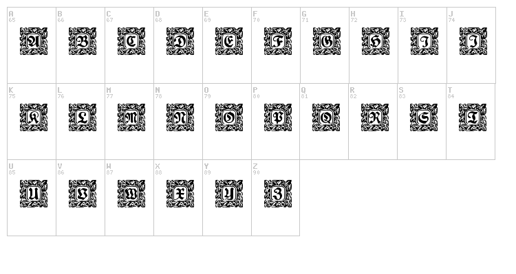 Schmuck-Initialen font map