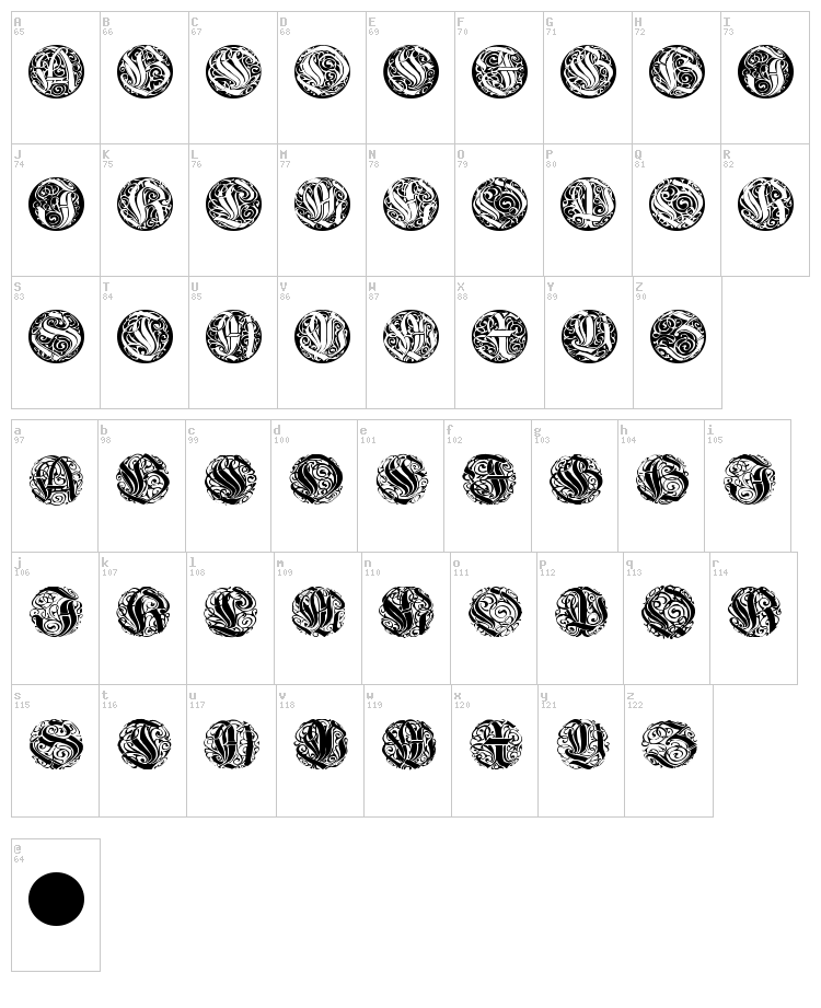 Wieynk Caps Round font map
