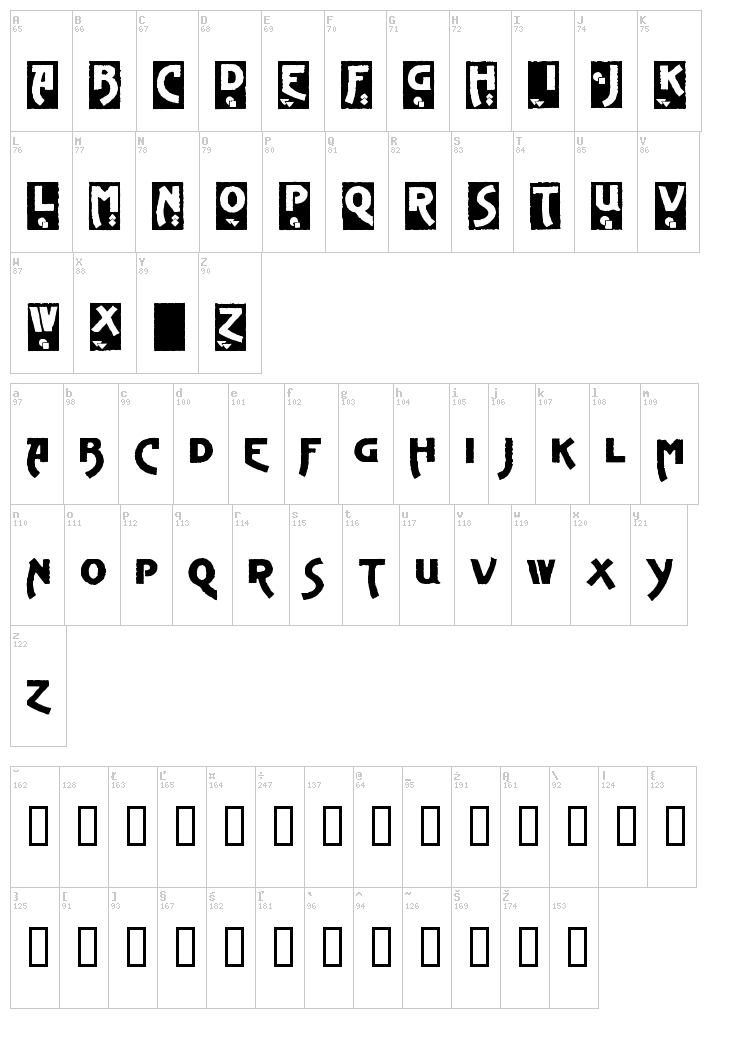 Advertising Gothic font map