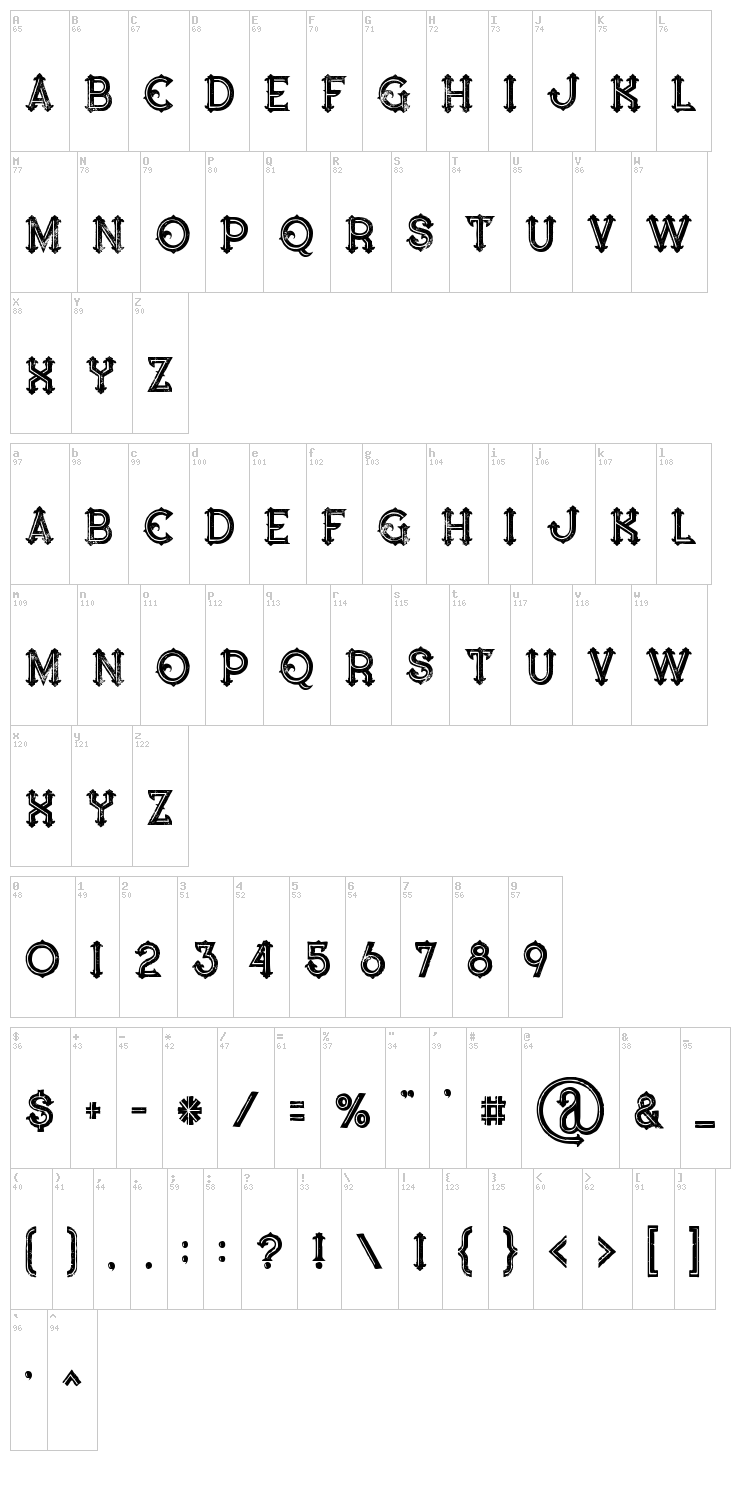 Blue North font map