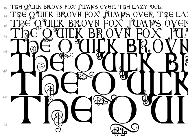 British Block Flourish, 10th c. font waterfall