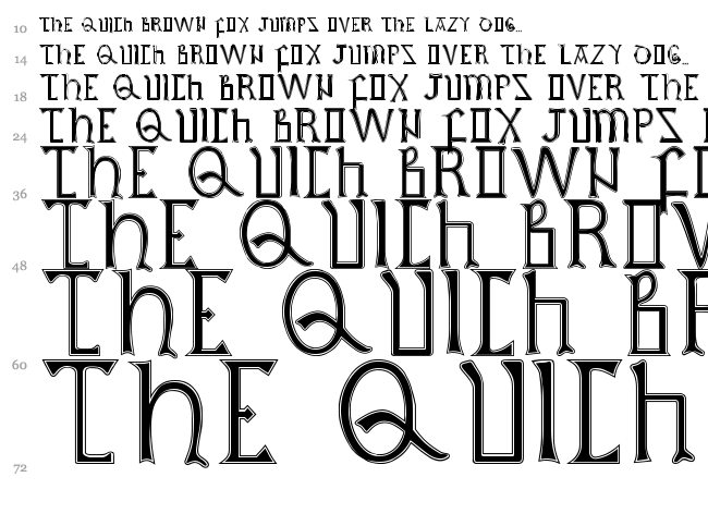 British Outline Majuscules font waterfall