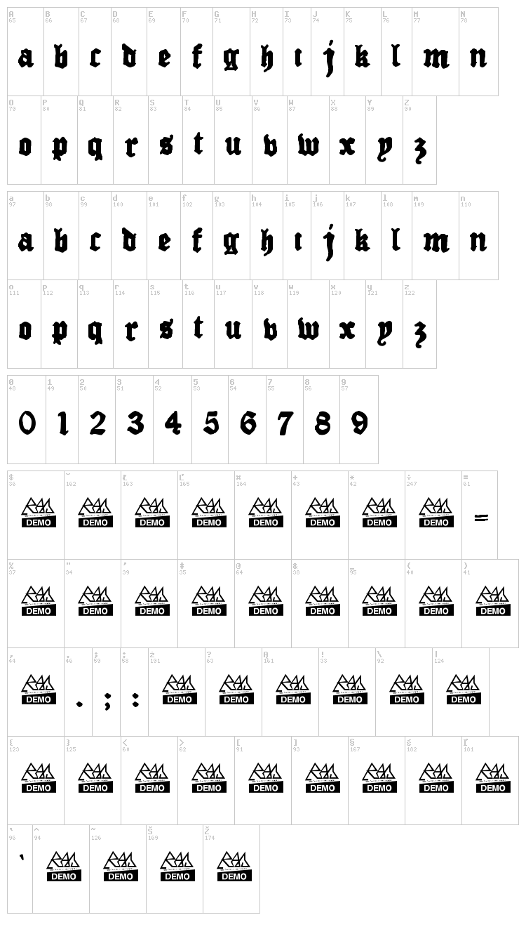 Drugstore font map