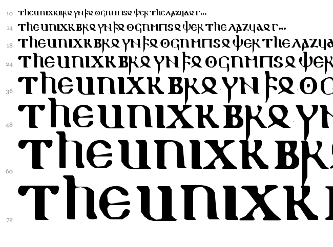 Gothic 1 font waterfall