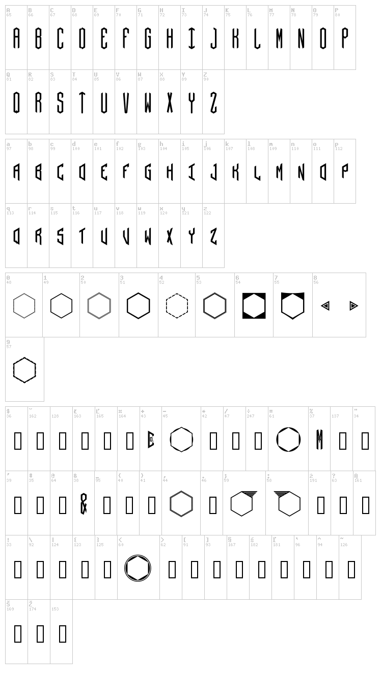 Hex font map