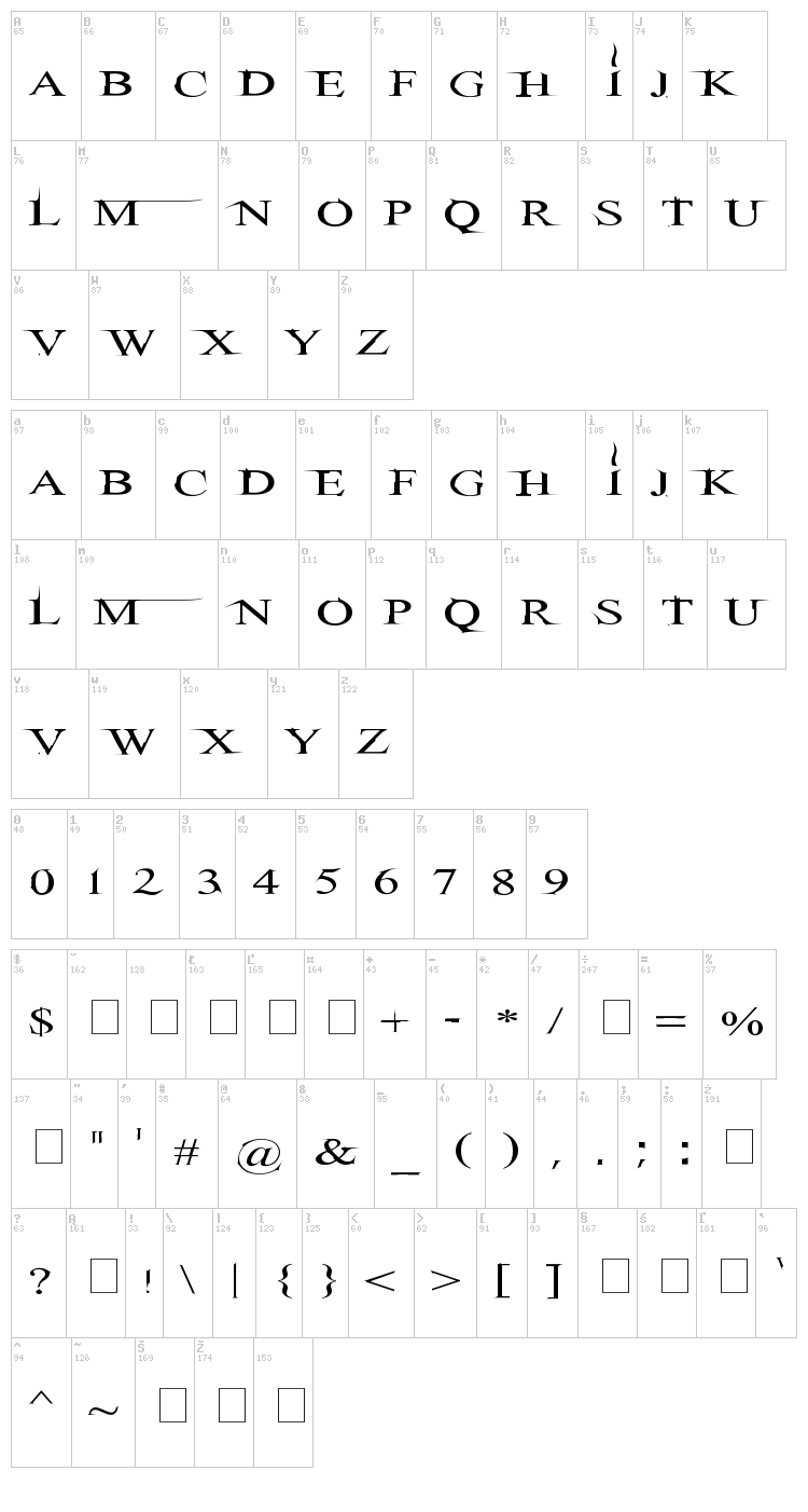 Hitman font map