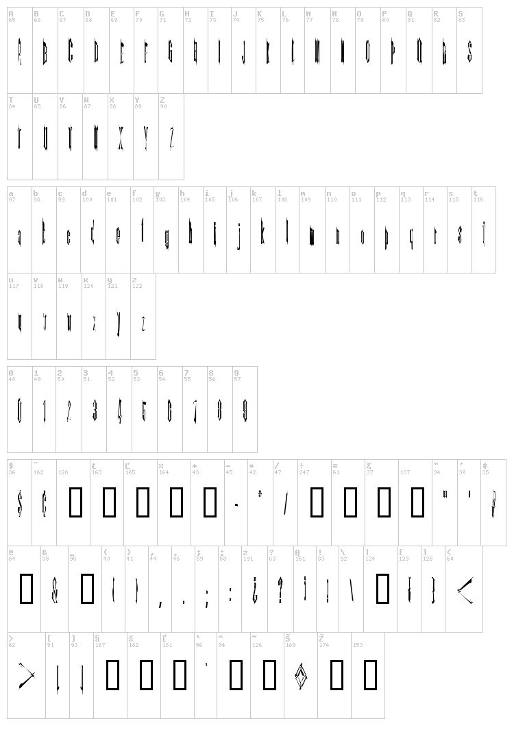 Kinderfeld font map