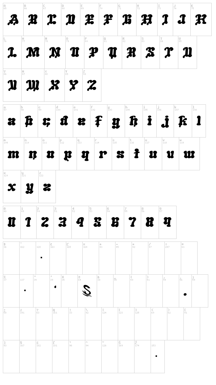 Melting Ice Cream G font map