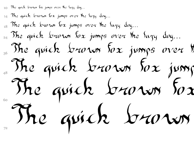 New Gothic font waterfall