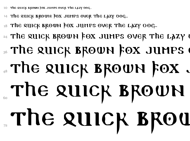 Readable Gothic font waterfall