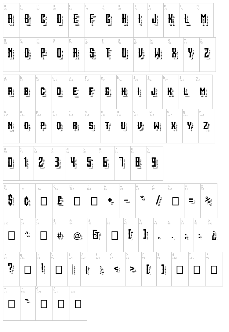 Sanctum ShadeLines font map
