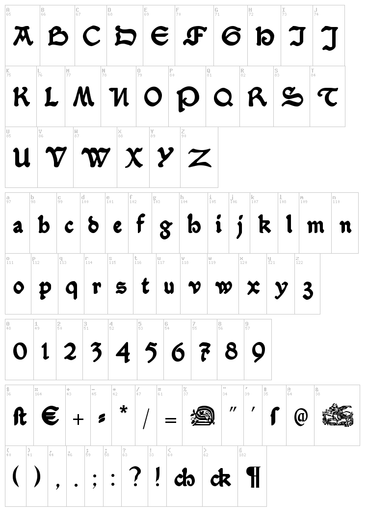Serpentis Black font map