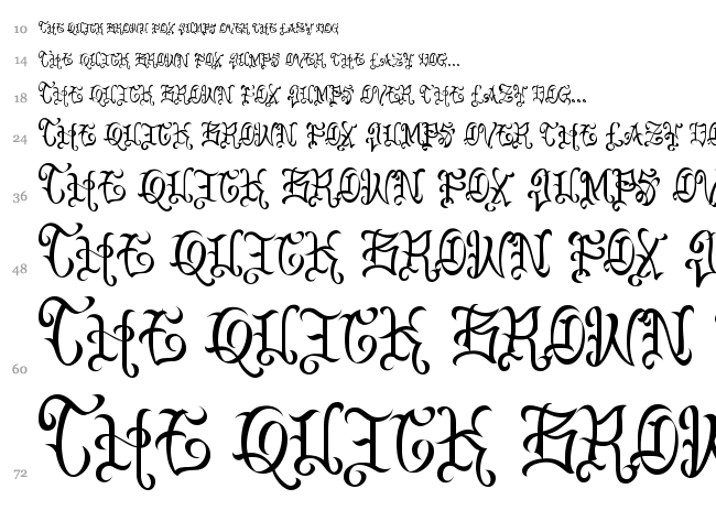 VTC Bad Englisch One font waterfall