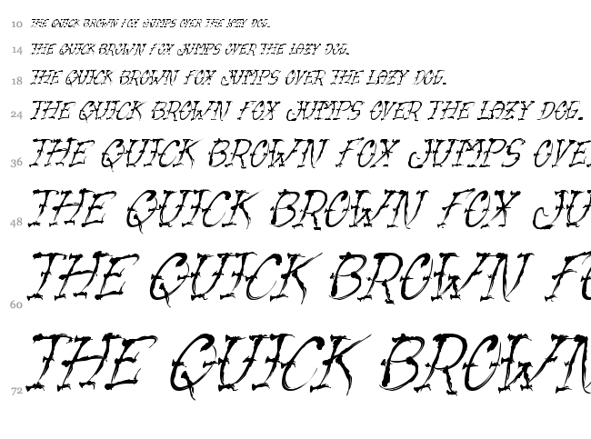 VTC Sumi Slasher One font waterfall
