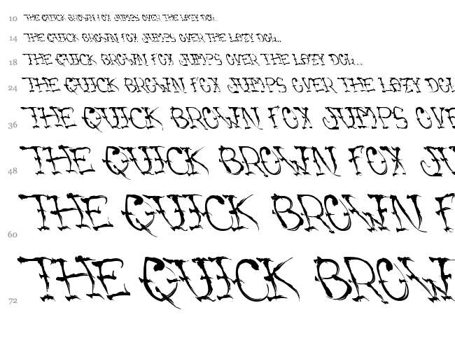 VTC Sumi Slasher One font waterfall
