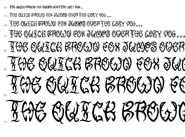 VTC Tribal Three font waterfall