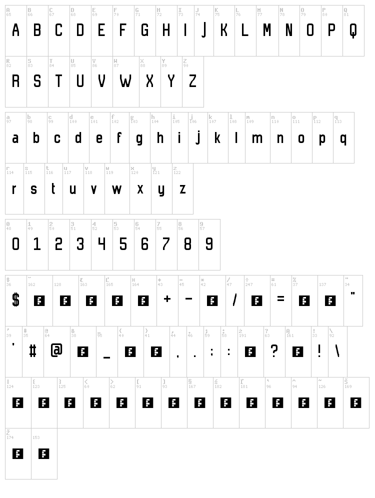 13/5 Atom Sans font map