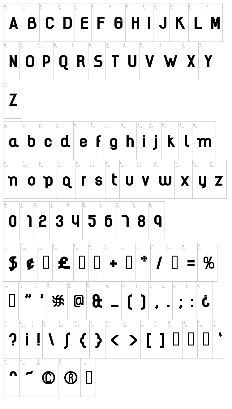 AI Kelso font map