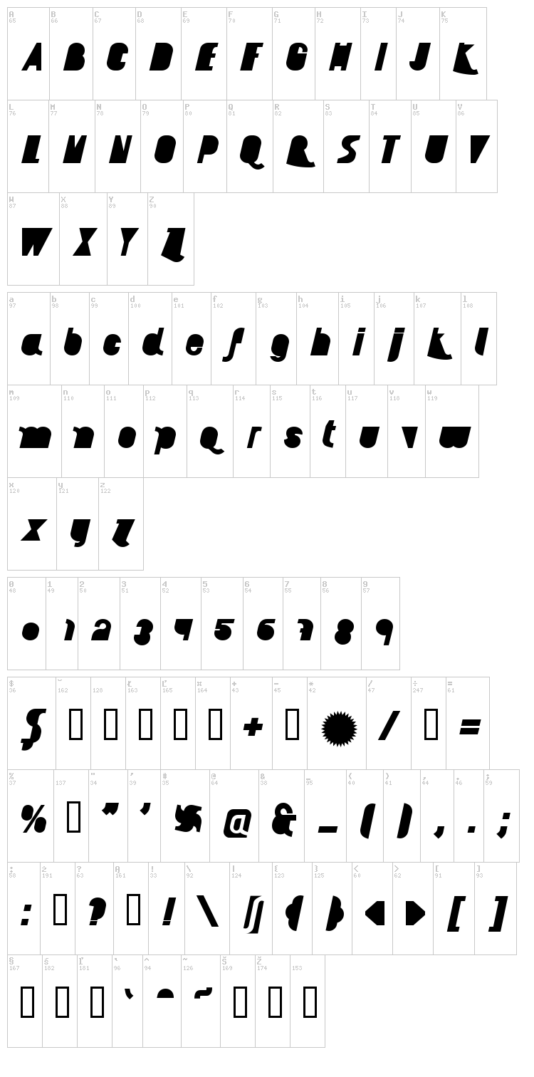 AI Kelso font map