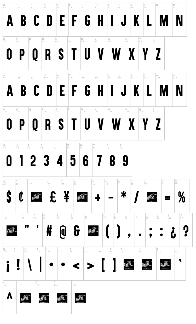 Aku & Kamu font map