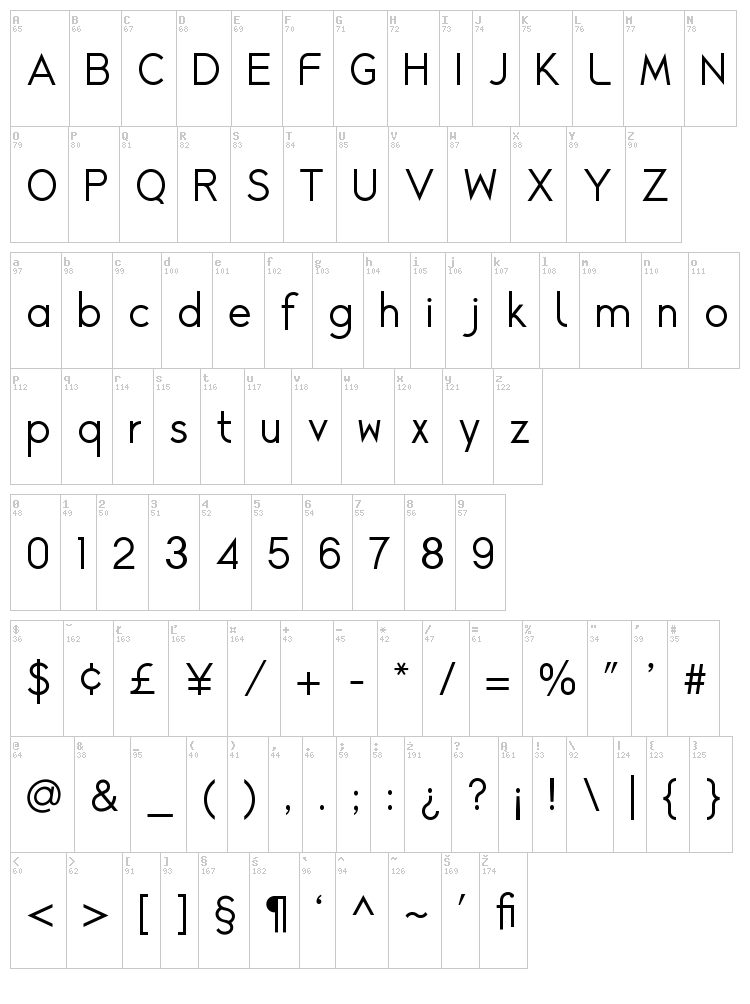 Alcefun font map