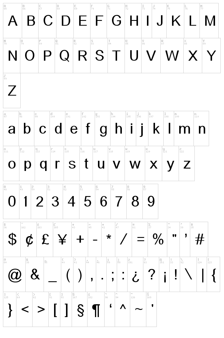 Alido font map