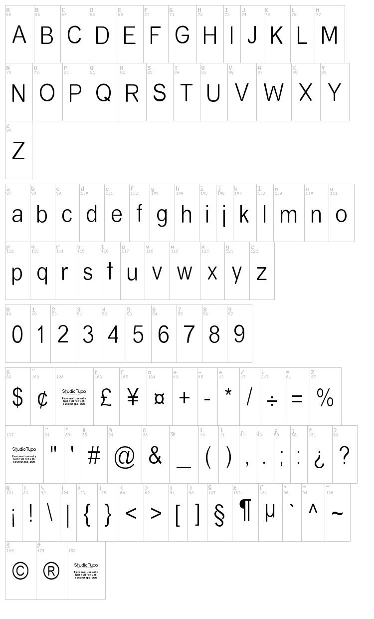 Almira font map