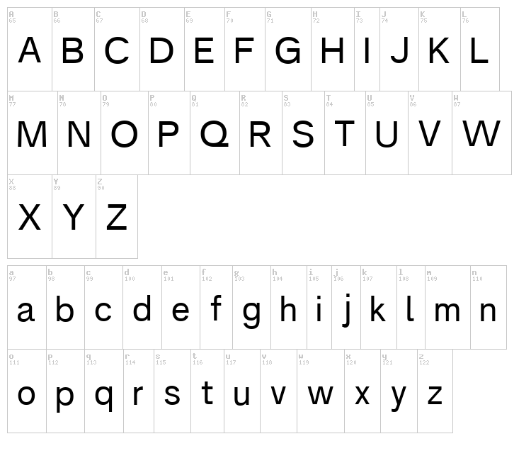 Analogue font map