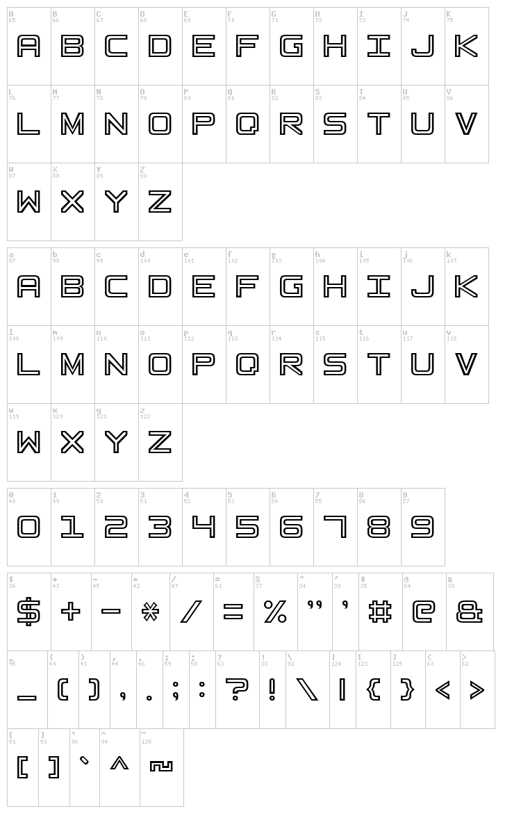 Basic Square 7 font map